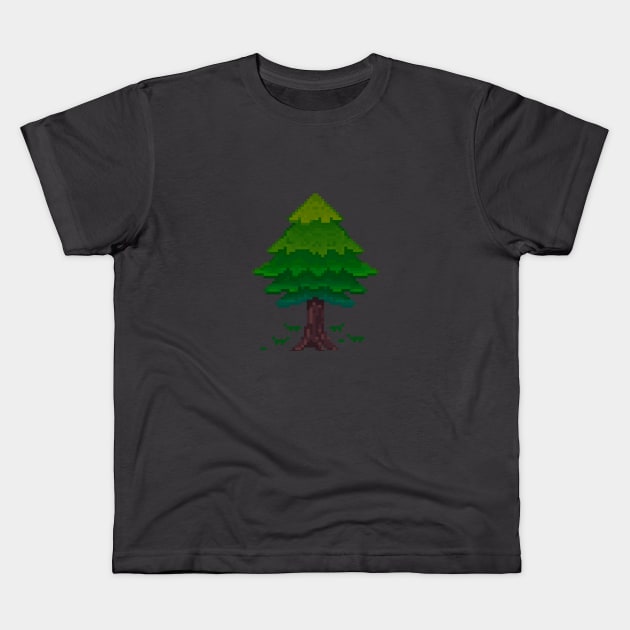 Pixel Pine Tree Kids T-Shirt by SnowPixelArtStore